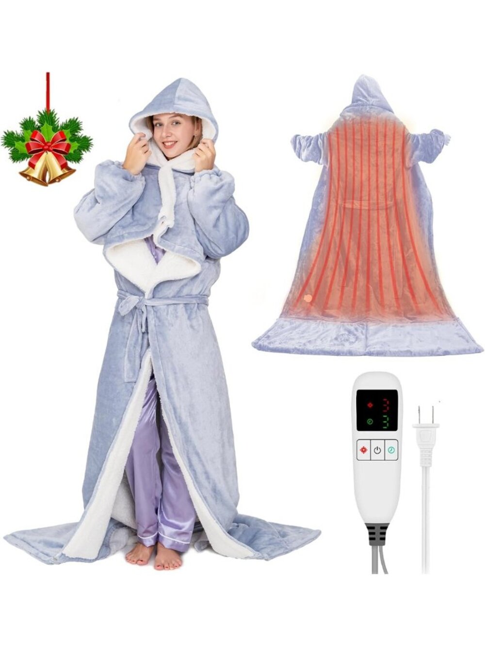 Cozy Wearable Heated Blanket with Foot Pocket & Sleeves, 9 Heat Settings